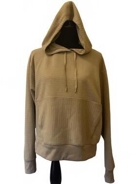 DSG Large Tan Ribbed Hoodie Sweatshirt Made in Vietnam